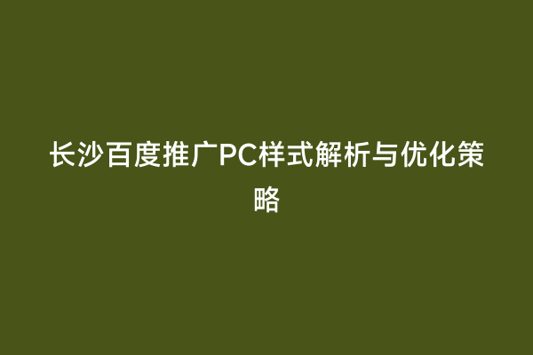 长沙百度推广PC样式解析与优化策略