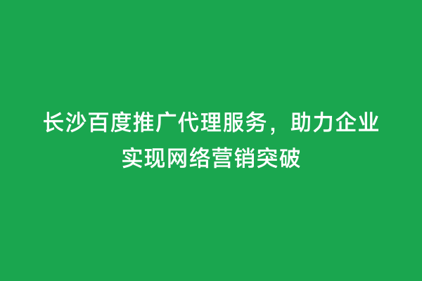 长沙百度推广代理服务，助力企业实现网络营销突破