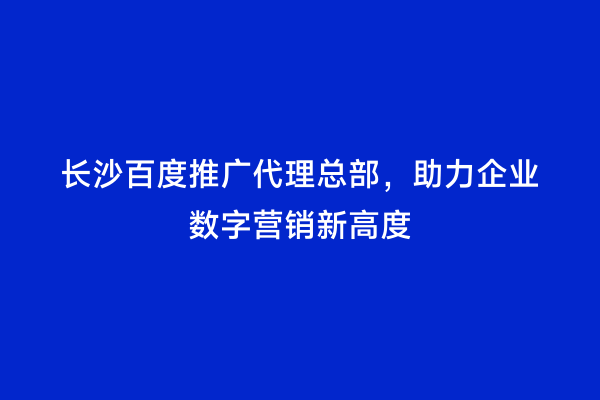 长沙百度推广代理总部，助力企业数字营销新高度