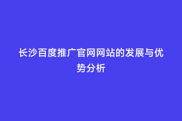 长沙百度推广官网网站的发展与优势分析