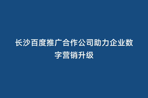长沙百度推广合作公司助力企业数字营销升级