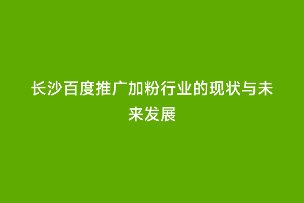 长沙百度推广加粉行业的现状与未来发展