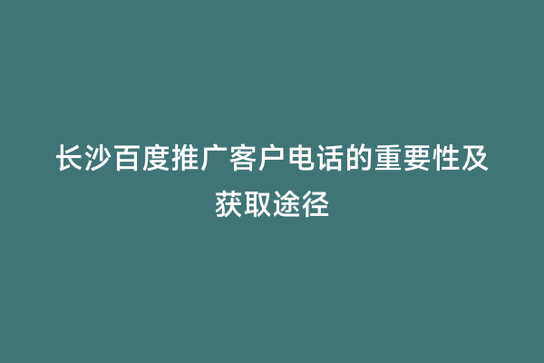 长沙百度推广客户电话的重要性及获取途径