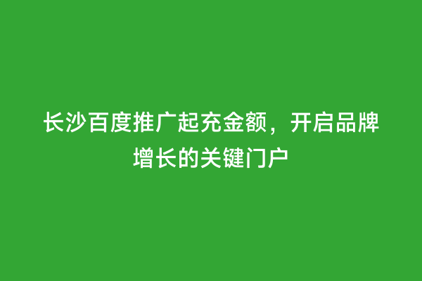 长沙百度推广起充金额，开启品牌增长的关键门户