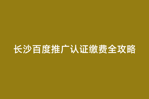 长沙百度推广认证缴费全攻略