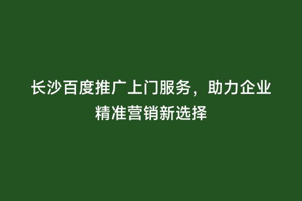 长沙百度推广上门服务，助力企业精准营销新选择