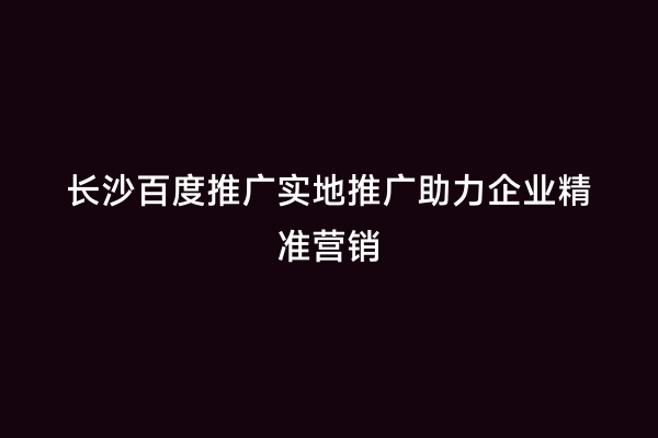 长沙百度推广实地推广助力企业精准营销
