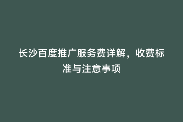 长沙百度推广服务费详解，收费标准与注意事项