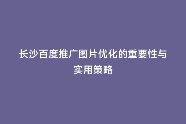 长沙百度推广图片优化的重要性与实用策略