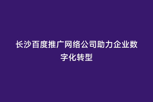 长沙百度推广网络公司助力企业数字化转型