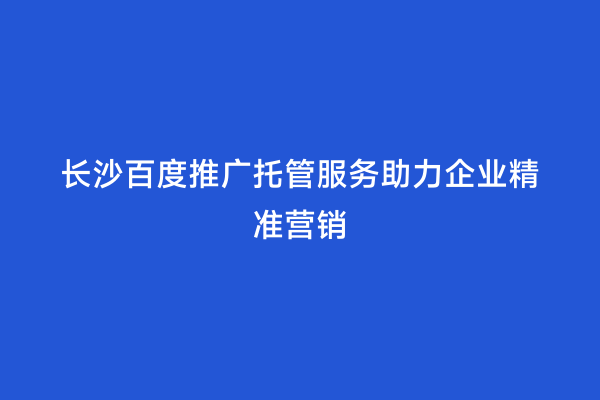 长沙百度推广托管服务助力企业精准营销