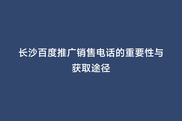 长沙百度推广销售电话的重要性与获取途径