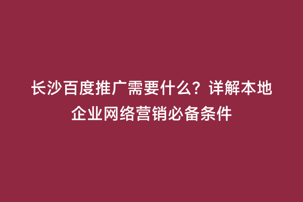 长沙百度推广需要什么？详解本地企业网络营销必备条件