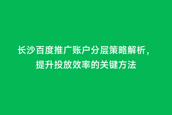 长沙百度推广账户分层策略解析，提升投放效率的关键方法