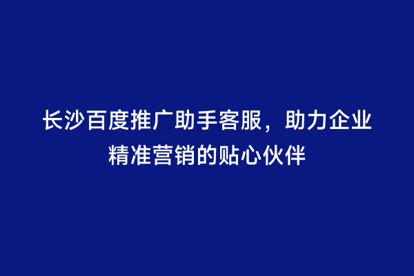 长沙百度推广助手客服，助力企业精准营销的贴心伙伴