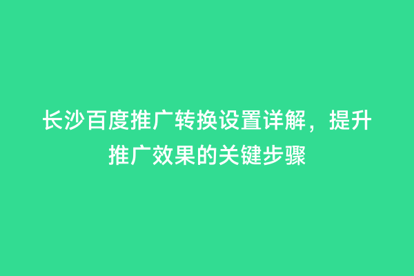 长沙百度推广转换设置详解，提升推广效果的关键步骤