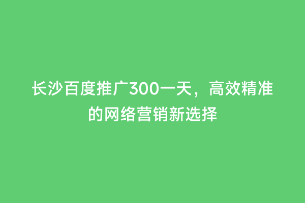 长沙百度推广300一天，高效精准的网络营销新选择