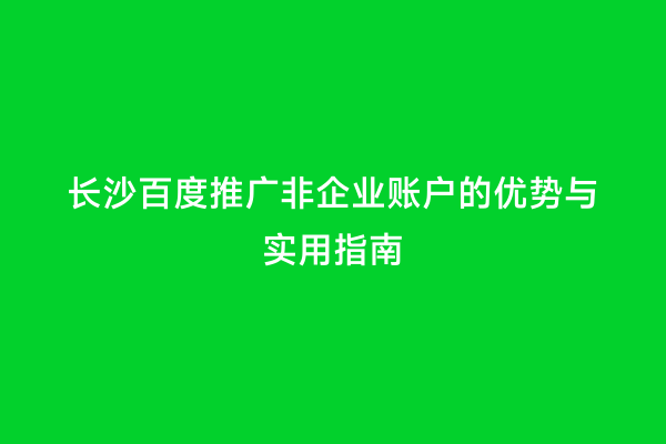 长沙百度推广非企业账户的优势与实用指南